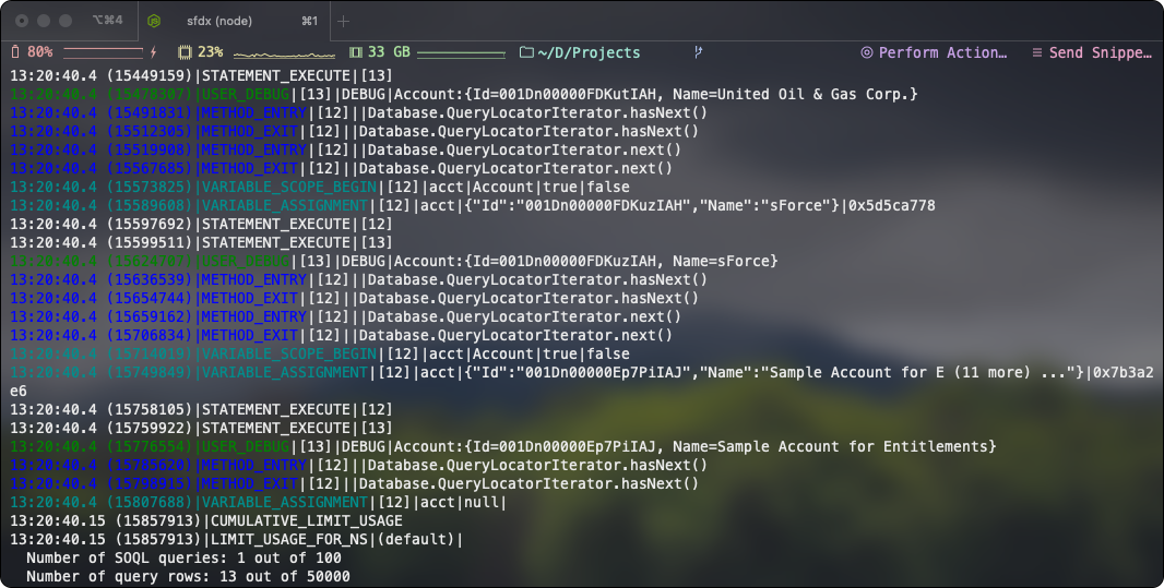 Terminal Showing Log Output in Color