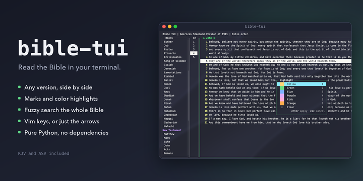 I Created a Terminal Bible Reader App with Vim-Inspired Keybindings